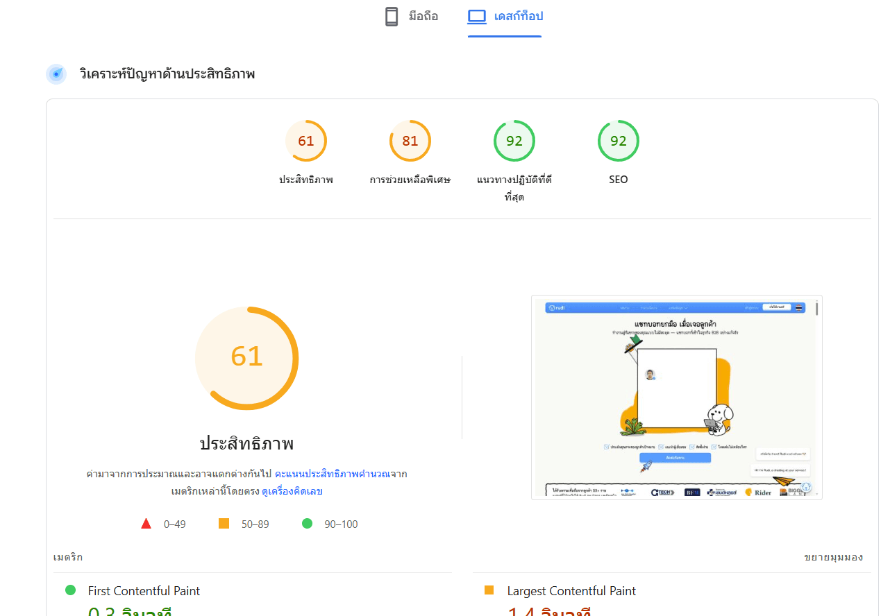 การทำ **Audit** และแก้ปัญหาพื้นฐานของเว็บไซต์ก่อน